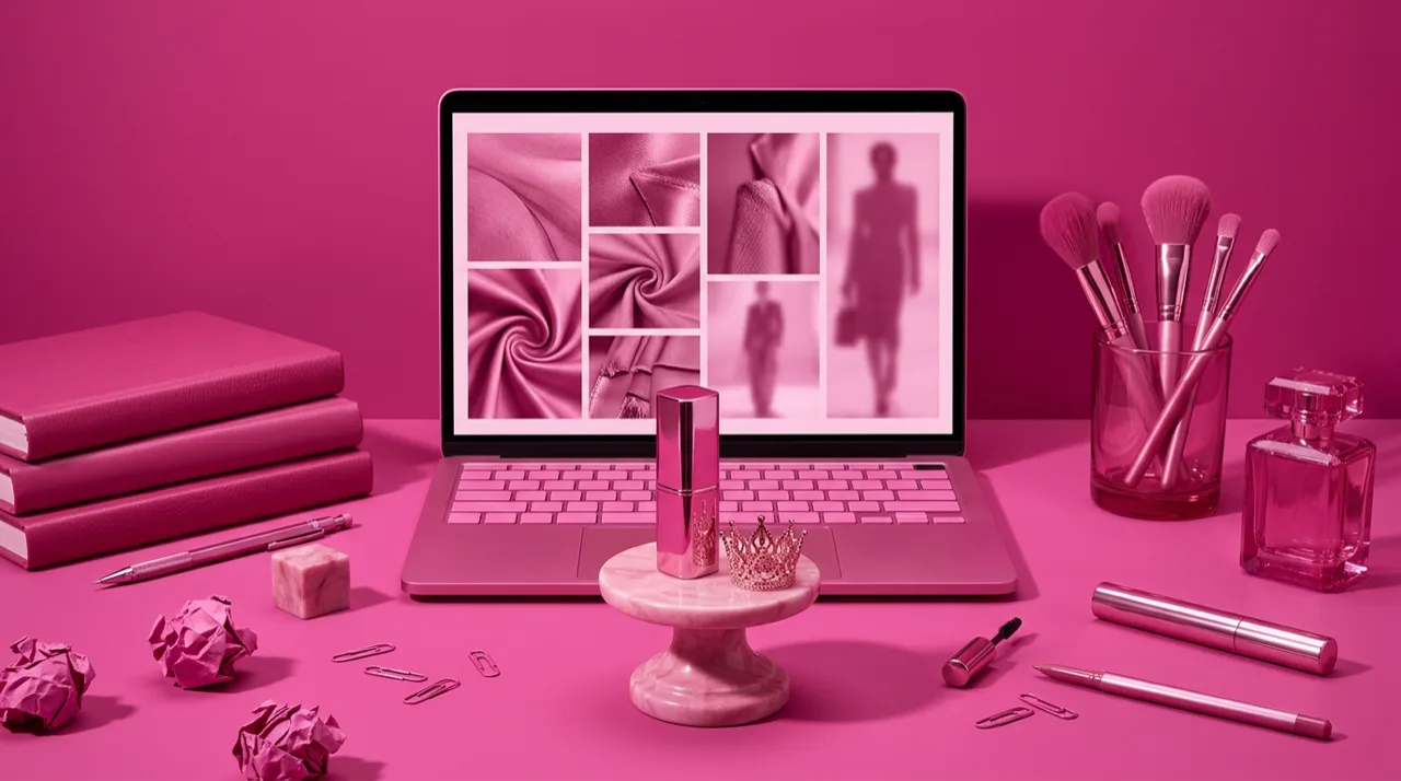 Labiales y productos de belleza dispuestos como símbolo de status