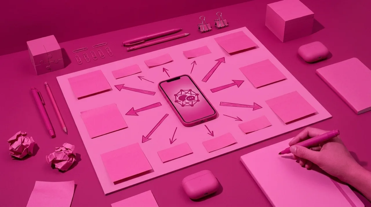 Bodegón en tonos verdes: un smartphone como eje central rodeado de iconos de redes sociales, metáfora de poner lo social en el centro de la estrategia