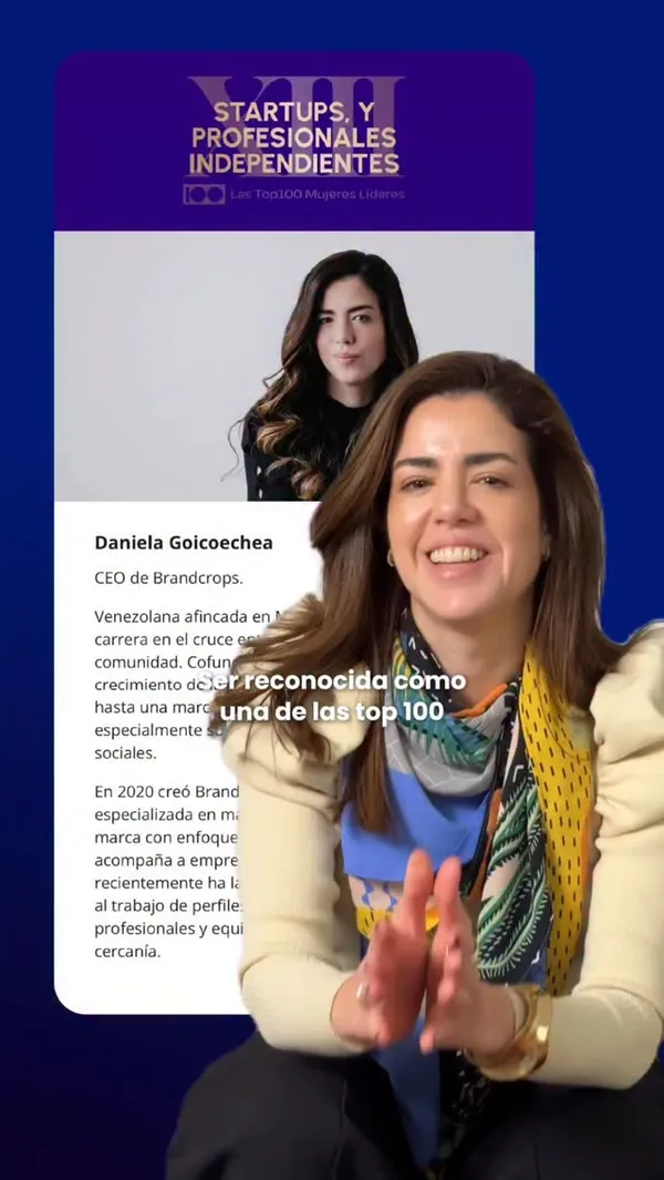 Reel de @brandcrops sobre Dani Goico en la lista Top 100 Mujeres líderes de España