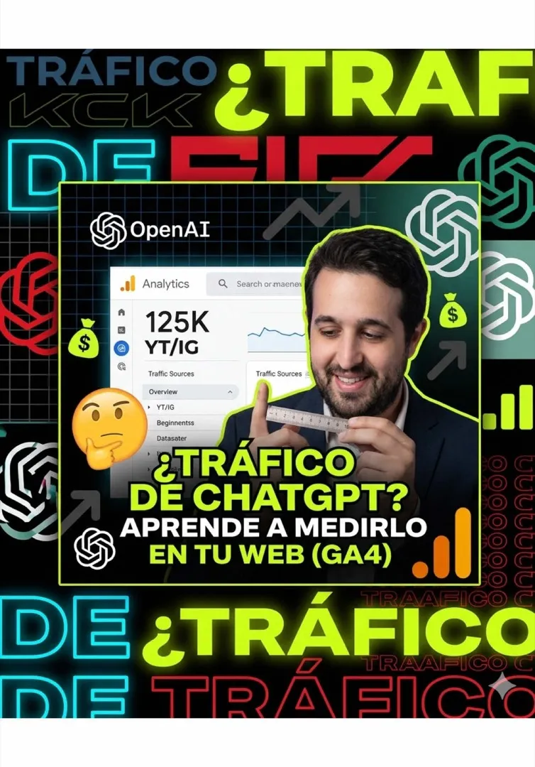 Fotograma del vídeo de TikTok de @tupacbruchseo explicando cómo filtrar el tráfico de ChatGPT y Claude en Google Analytics 4