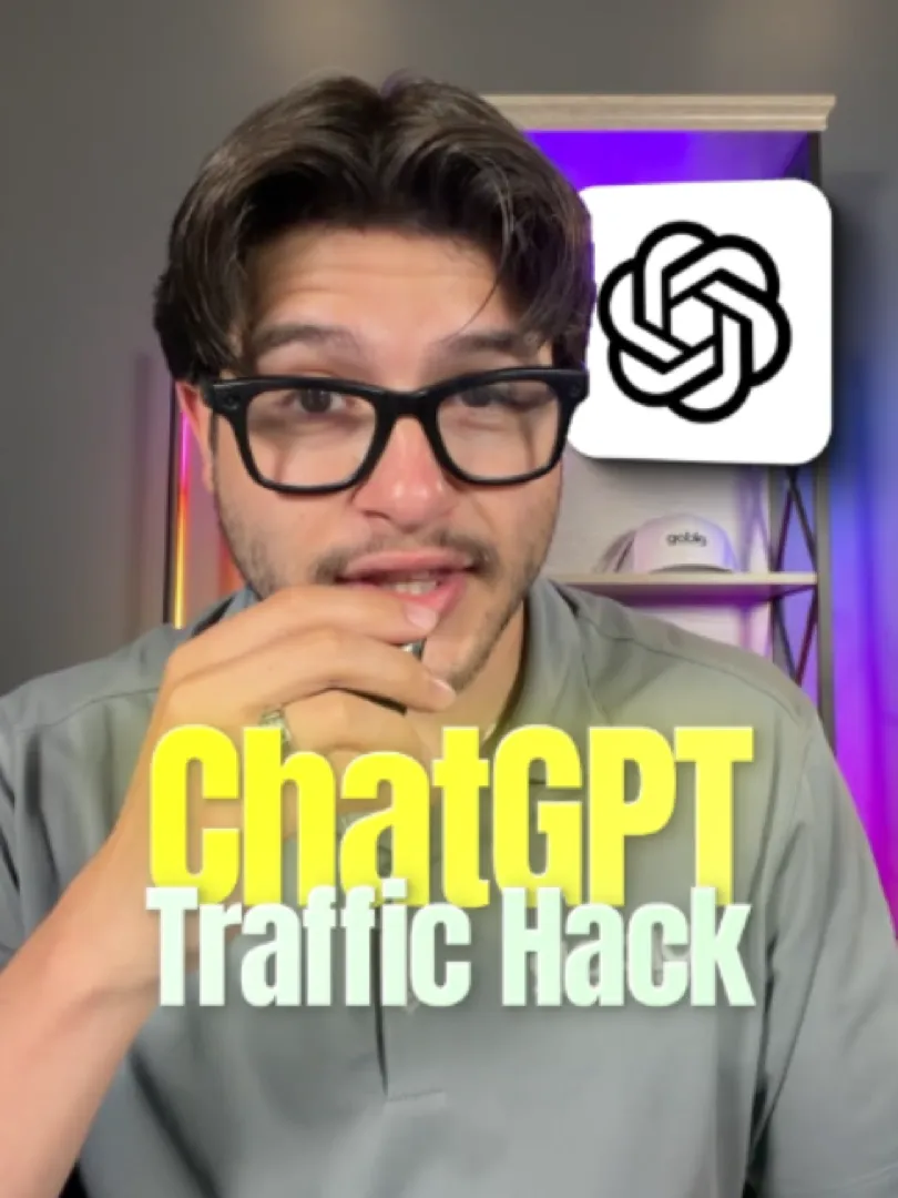 Fotograma del vídeo de TikTok de @gobigsystems mostrando el informe de adquisición de tráfico de Google Analytics 4 filtrado por chatgpt.com